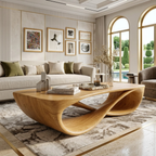 Elegant Wooden Coffee Table with Stylish Curved Design - view 1 of 7