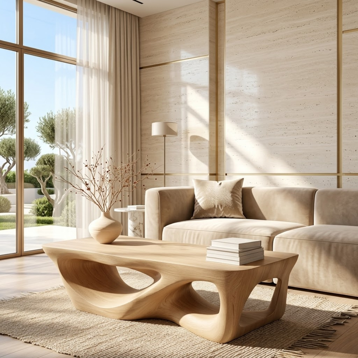 Organic Sculptural Coffee Table with Openwork Base, Modern Living Room Centerpiece - view 1 of 7