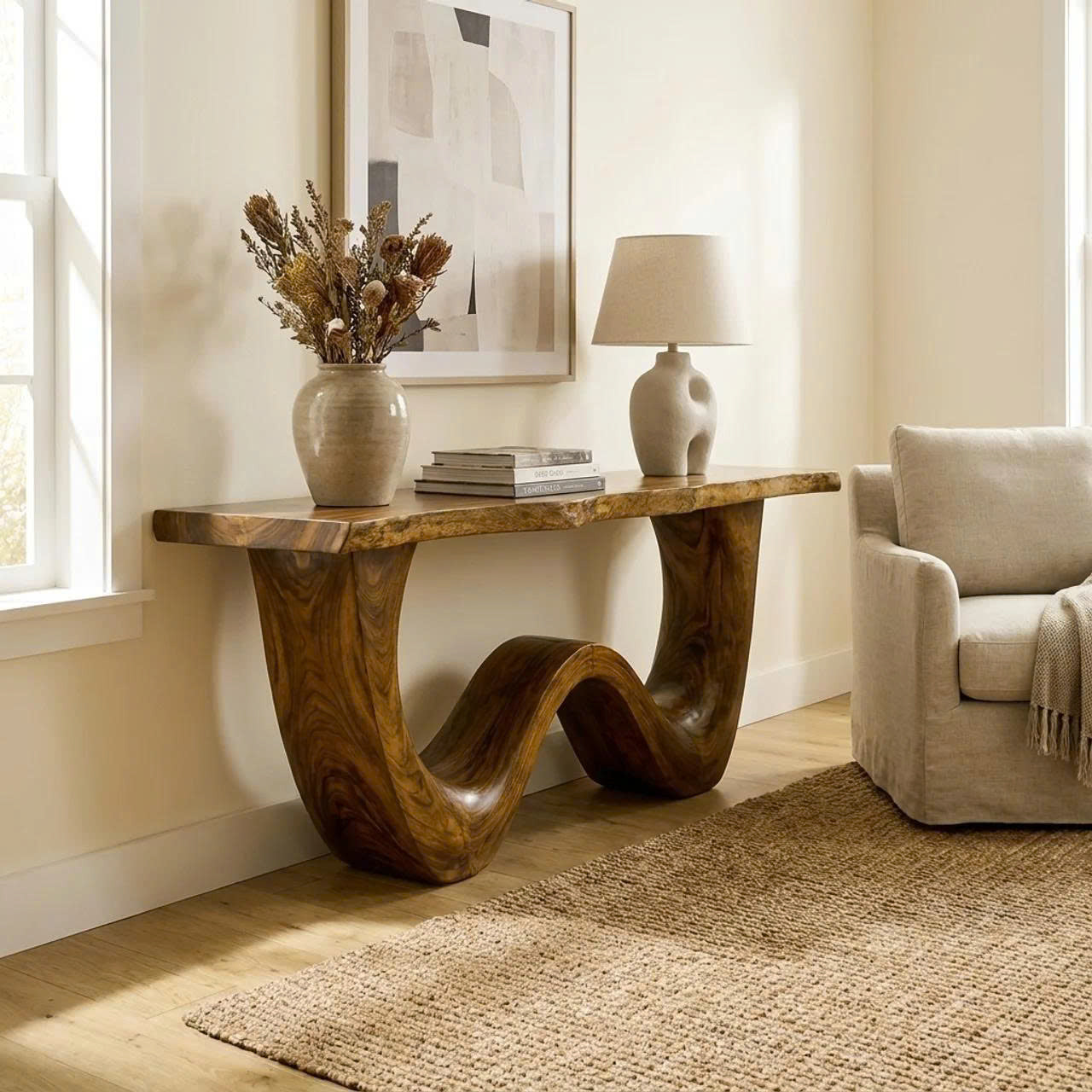 Organic Wave Base Console Table Entryway Hallway Living Room - view 6 of 8