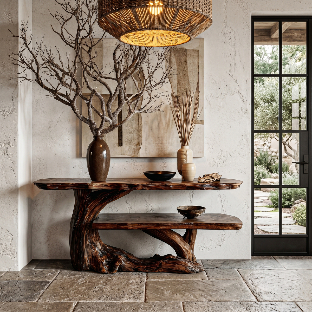 Nature Inspired Console Table With Sculptural Wood Branch Design For Hallway - view 1 of 8