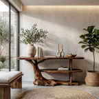 Modern Console Table With Flowing Wood Pedestal Base For Entryway - view 1 of 8