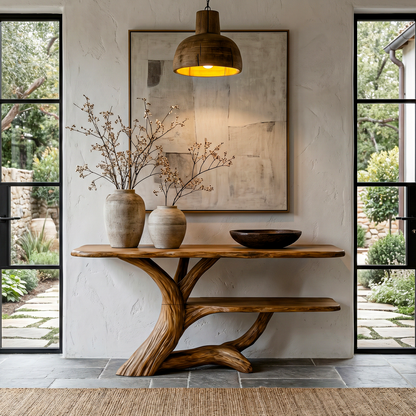 Nature Inspired Console Table With Open Shelf Storage For Living Room - view 1 of 8