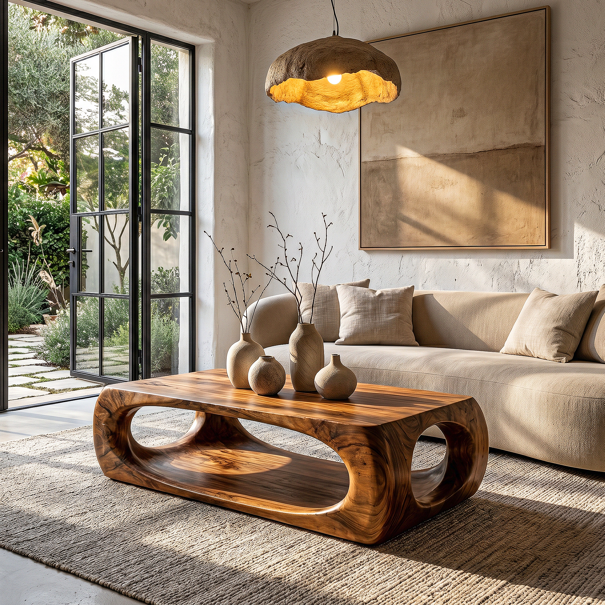 Nature Inspired Coffee Table With Flowing Open Form Base For Living Room - view 1 of 8