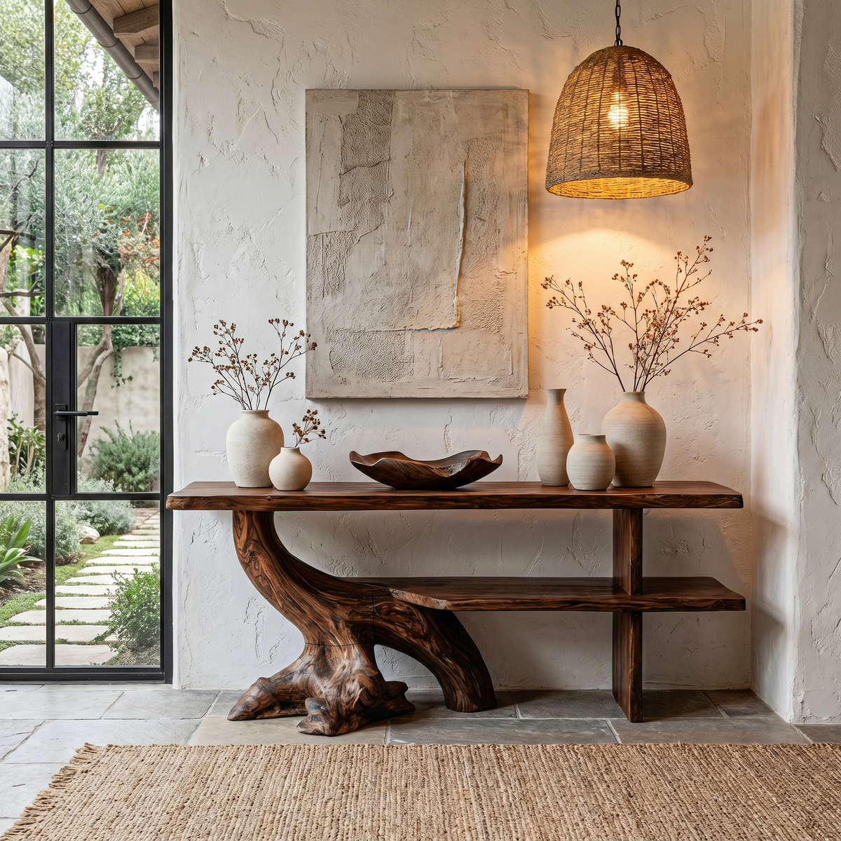 Organic Console Table With Sculptural Tree Branch Base For Entryway And Living Room - view 1 of 8