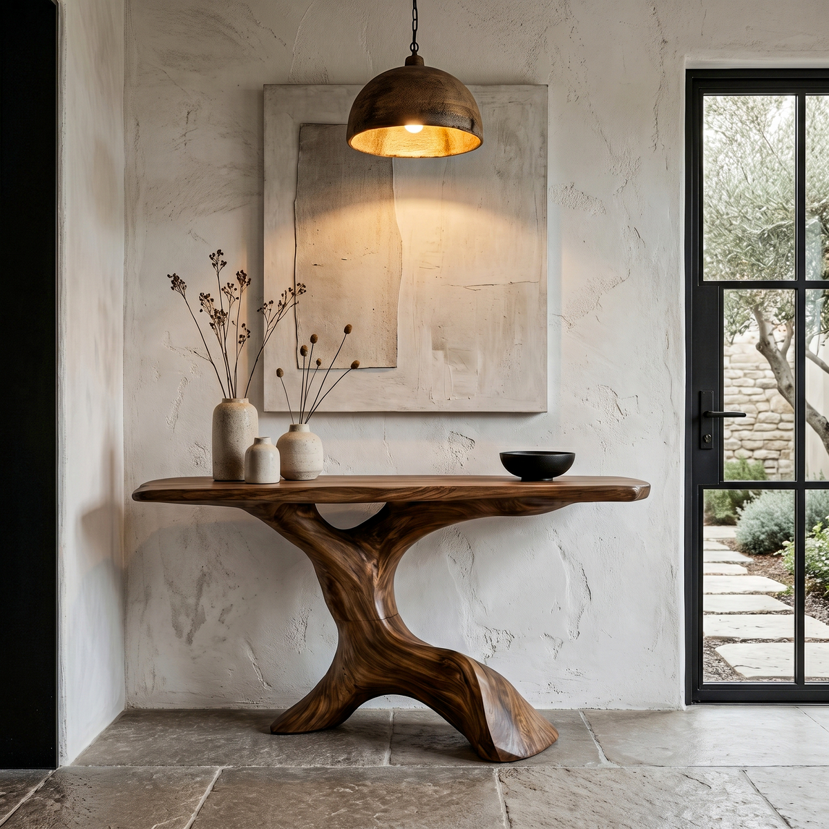 Rustic Console Table With Handcrafted Tree Root Base For Entryway And Living Room - view 1 of 8