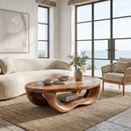 Modern Organic Coffee Table With Handcrafted Curved Wood Design For Living Room - view 1 of 8