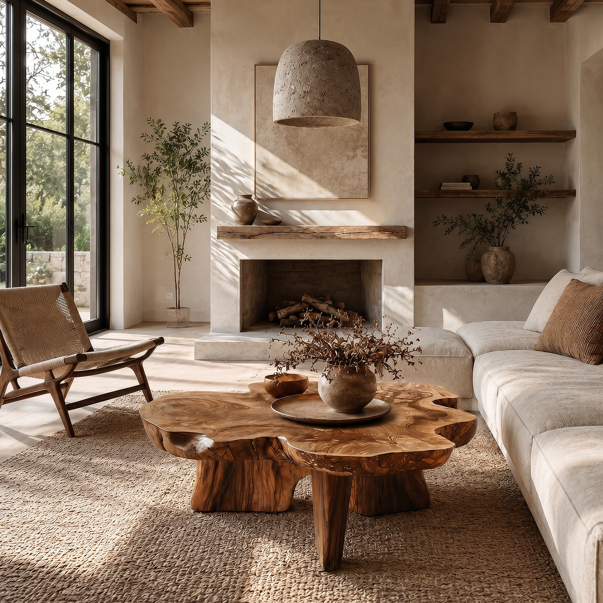 Organic Coffee Table Sculptural Wood Base For Living Room - view 1 of 8