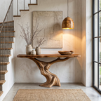 Rustic Organic Console Table With Unique Sculptural Tree Inspired Wood Base For Entryway And Living Room - view 1 of 8