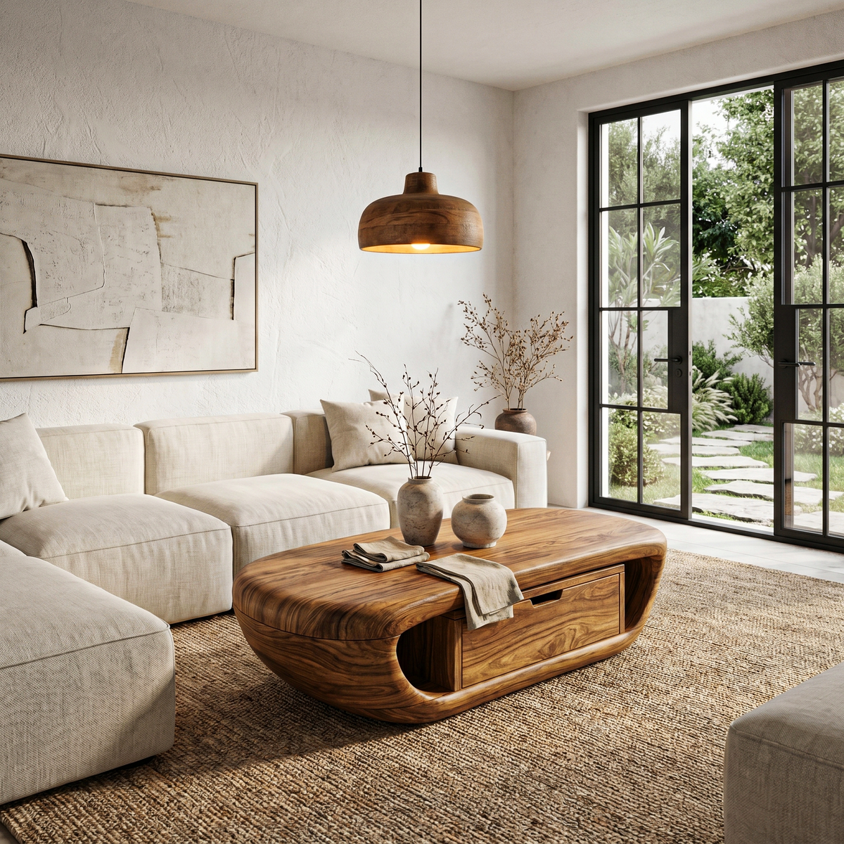 Modern Coffee Table With Built In Storage Shelf For Living Room - view 5 of 8