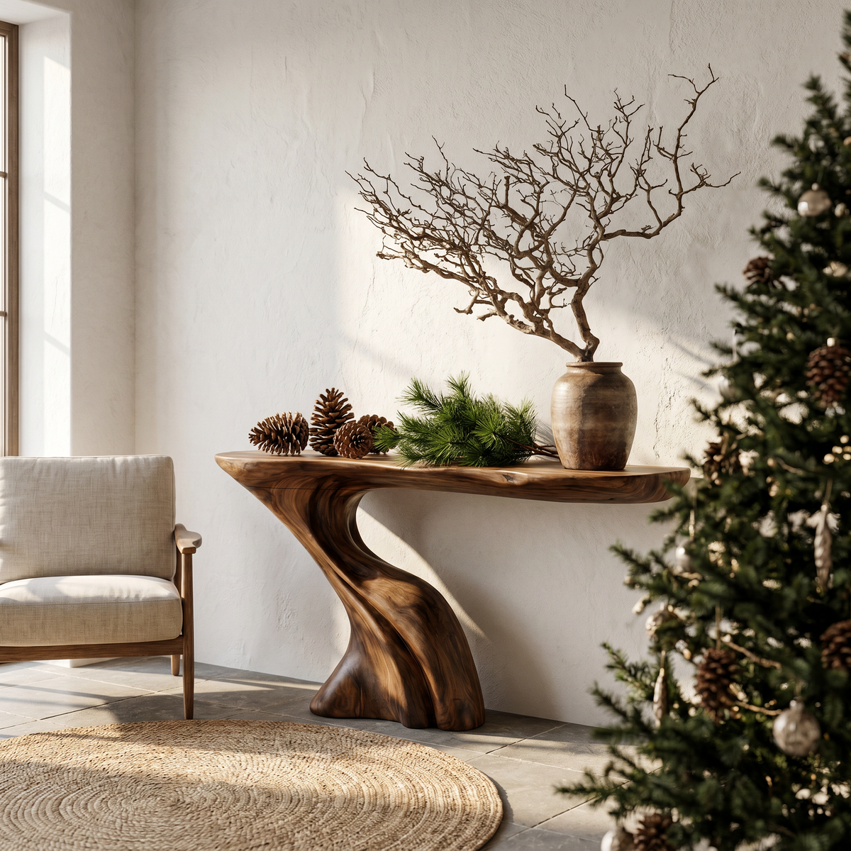 Nature Inspired Console Table With Artistic Tree Structure For Living Room - view 1 of 8