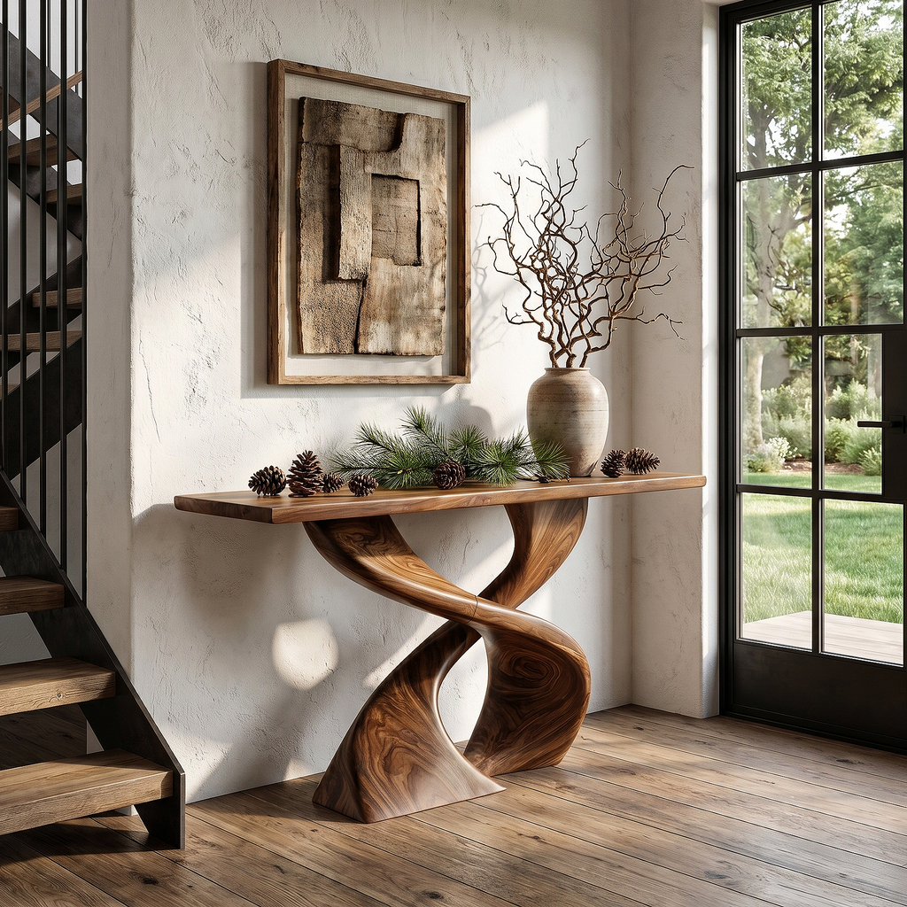 Sculptural Console Table With Twisted Tree Inspired Design For Hallway - view 1 of 8