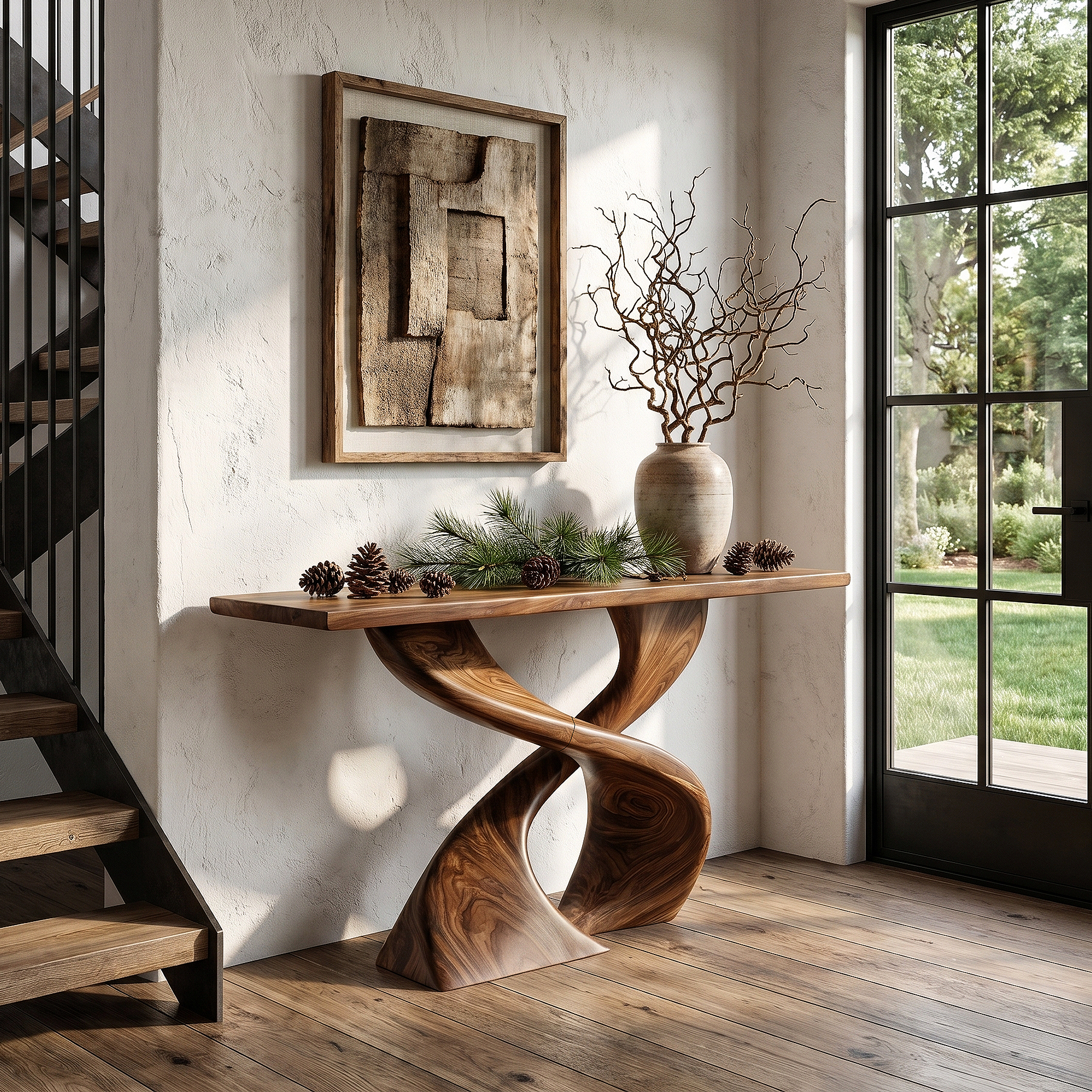 Sculptural Console Table With Twisted Tree Inspired Design For Hallway - view 1 of 8