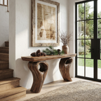 Rustic Organic Storage Console Table With Tree Inspired Base For Hallway And Living Room - view 1 of 8