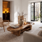 Nature Inspired Coffee Table With Sculptural Wood Base For Living Room - view 1 of 8