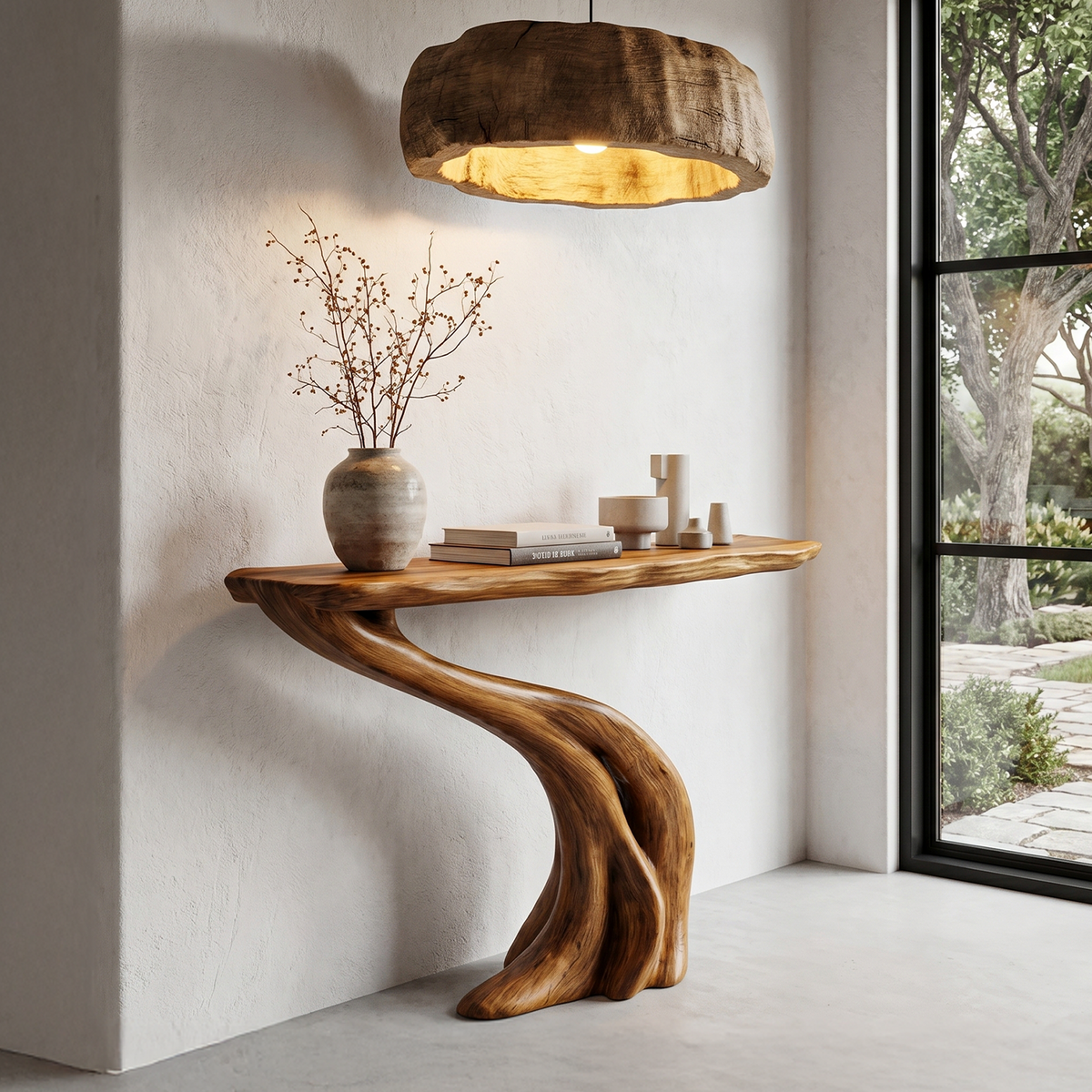 Organic Curved Console Table With Soft Flowing Wood Base For Entryway And Living Room - view 1 of 8