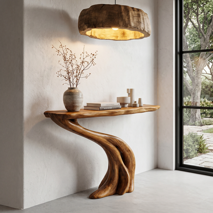 Organic Curved Console Table With Soft Flowing Wood Base For Entryway And Living Room - view 1 of 8