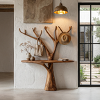 Rustic Organic Console Table With Tree Branch Wood Base For Living Room - view 1 of 8