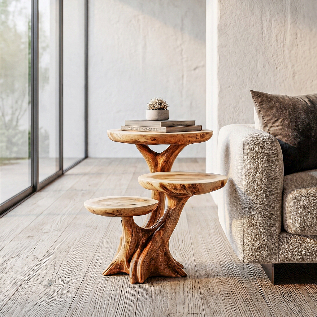 Rustic Tree Root Side Table With Sculptural Solid Wood Design For Living Room And Bedroom - view 1 of 8