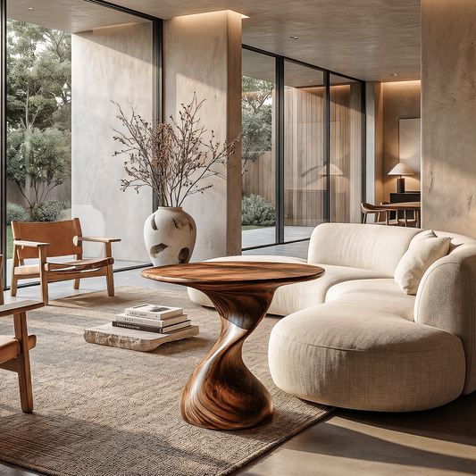 Organic Sculptural Side Table With Twisted Pedestal Base For Living Room And Bedroom - view 1 of 8
