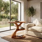 Modern Organic Side Table With Multi Level Wood Shelves For Living Room And Bedroom - view 1 of 8