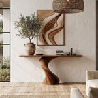 Modern Organic Console Table With Sculptural Twisted Solid Wood Base For Entryway And Living Room - view 1 of 8
