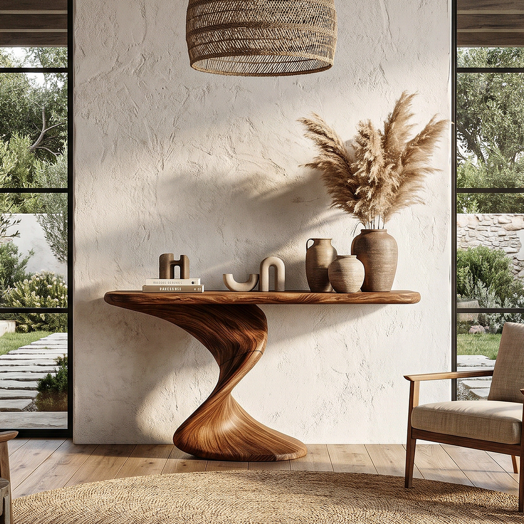 Rustic Console Table With Handcrafted Twisted Wood Base For Entryway And Living Room - view 1 of 8