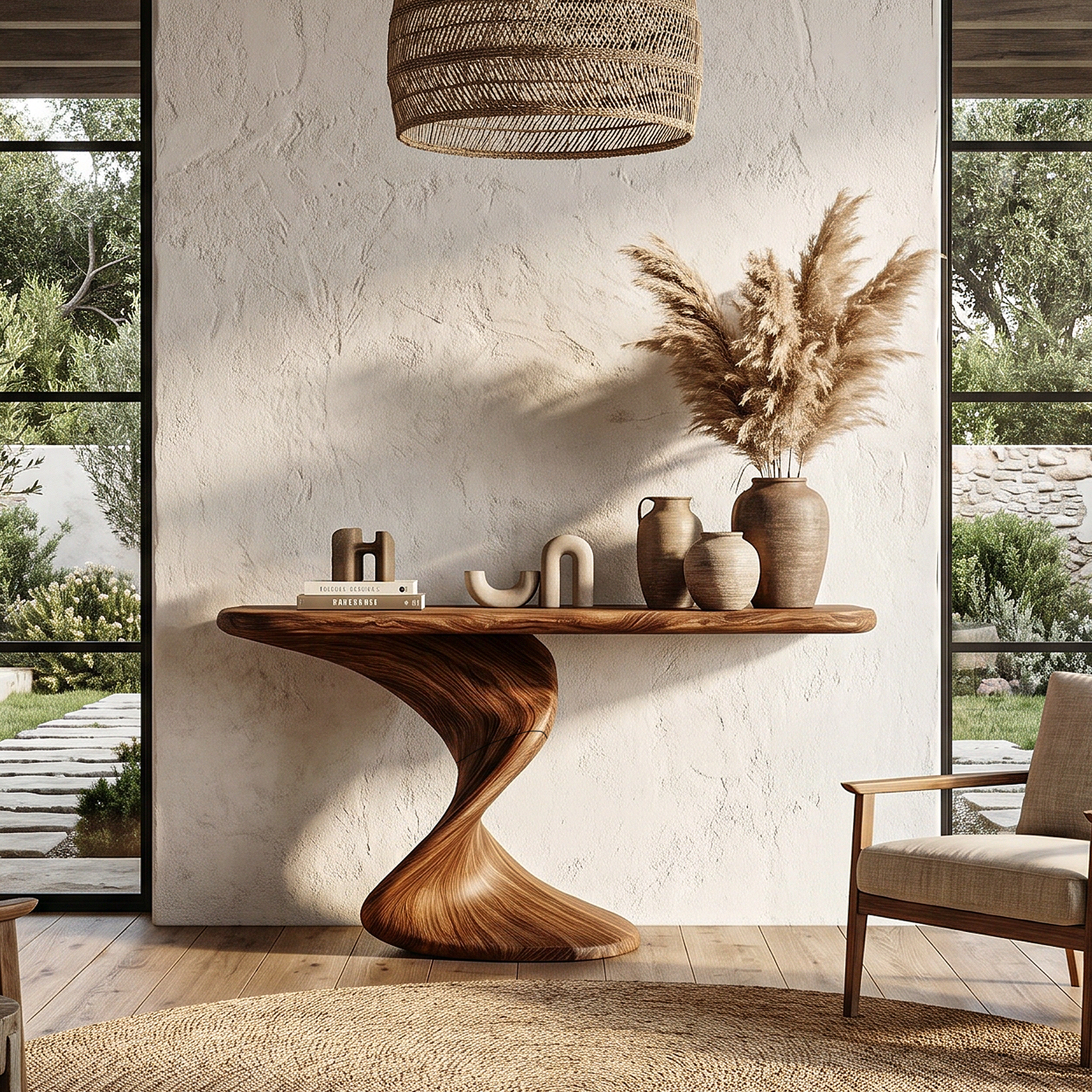 Rustic Console Table With Handcrafted Twisted Wood Base For Entryway And Living Room - view 1 of 8