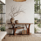 Organic Console Table With Sculptural Tree Root Base And Open Shelf Storage For Entryway And Living Room - view 1 of 8