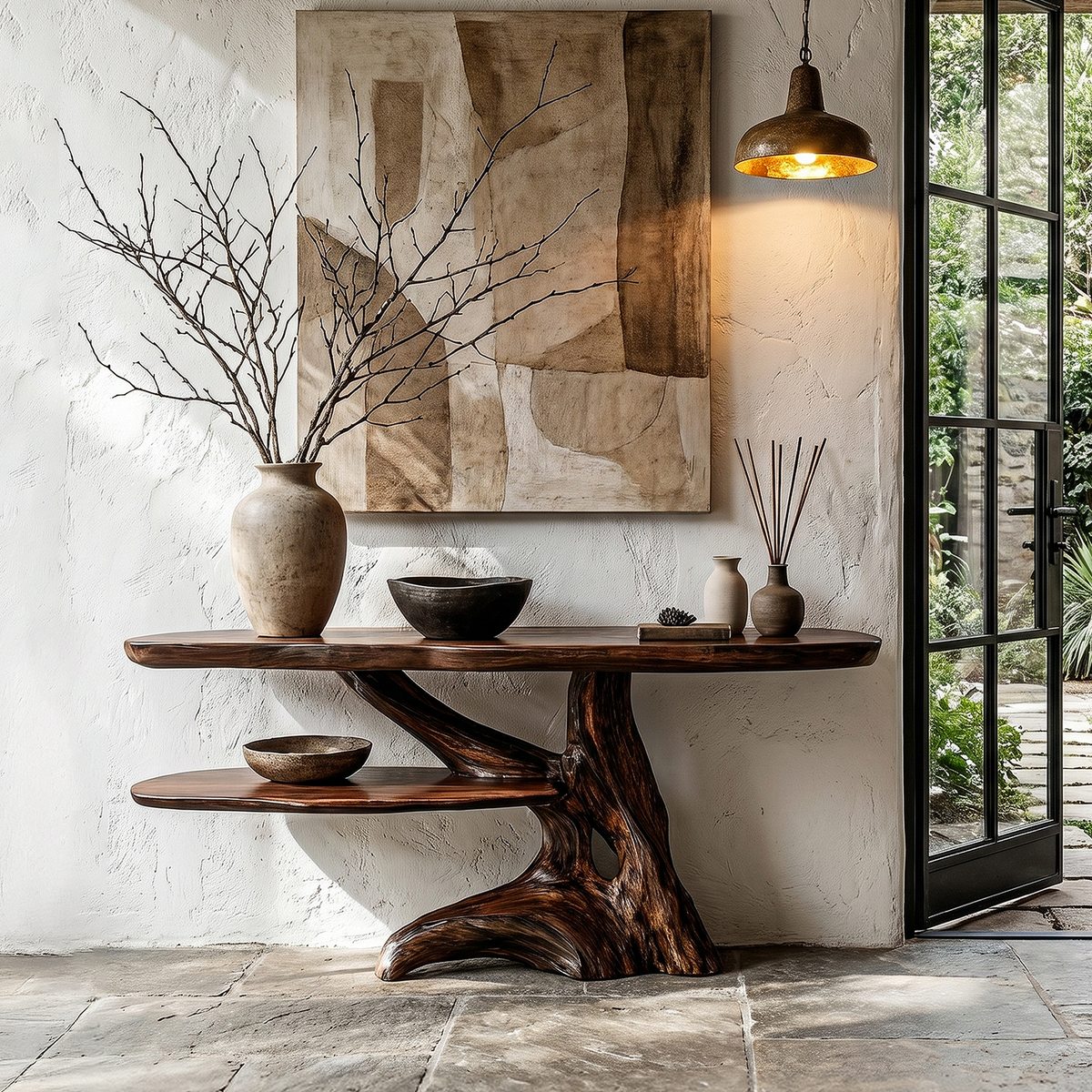 Contemporary Console Table With Sculptural Solid Wood Root Design For Entryway - view 1 of 8