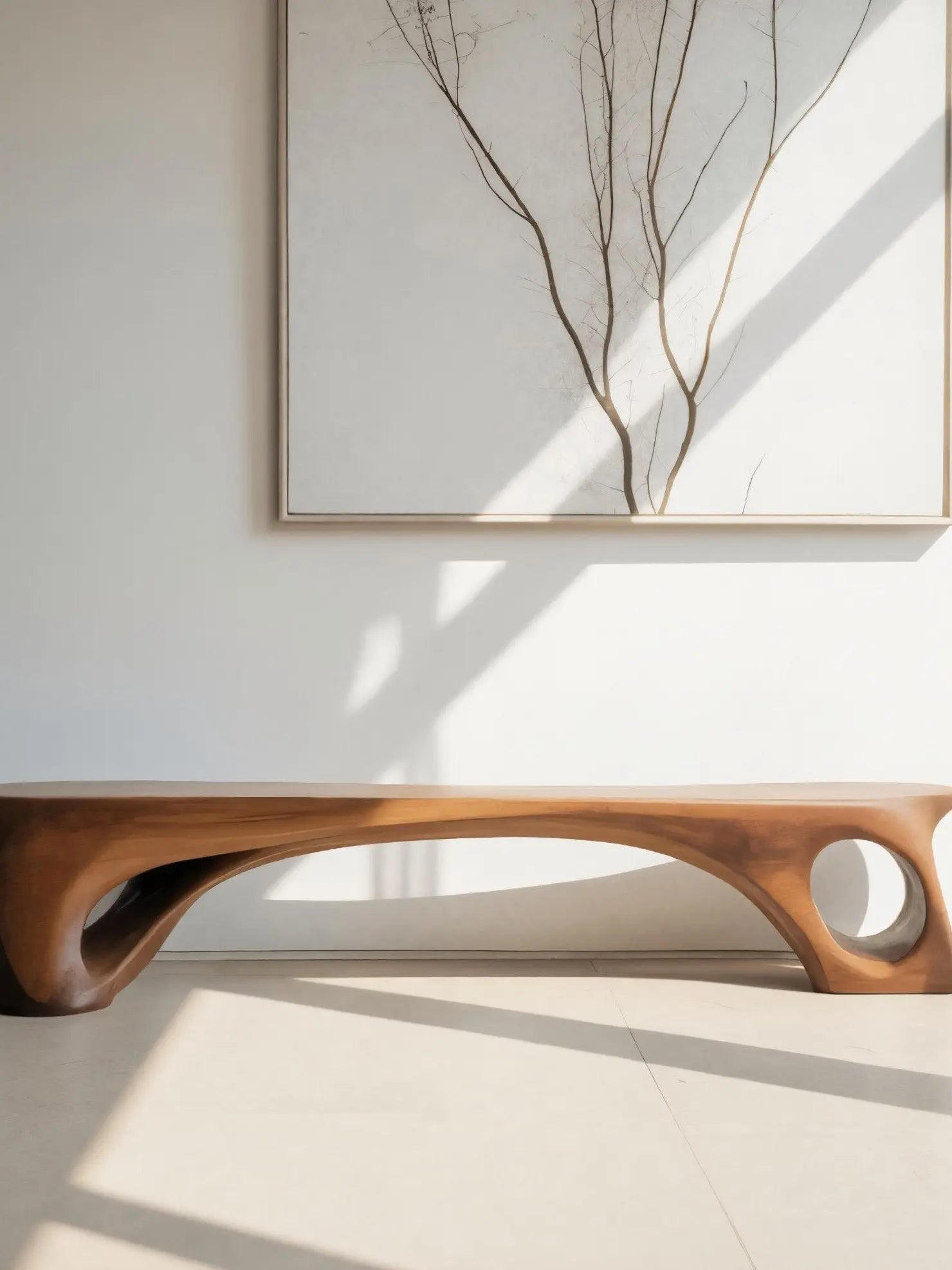 Modern Sculptural Bench With Curved Design For Living Room - view 2 of 7