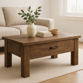 Handcrafted Solid Wood Coffee Table – Rustic Modern Storage with Single Drawer - view 1 of 6