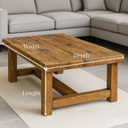 Solid Wood Living Room Table - Rustic Wood Coffee Table - view 2 of 5