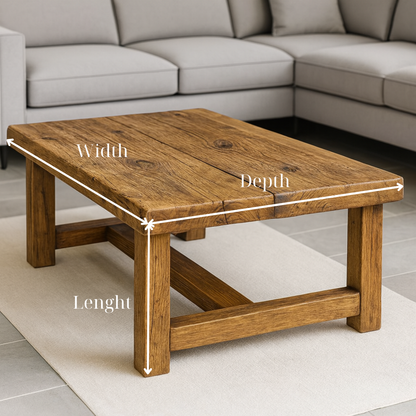 Solid Wood Living Room Table - Rustic Wood Coffee Table - view 2 of 5