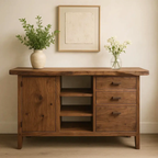 Handcrafted Solid Wood Console Table – Live-Edge Slab with Cabinet and Drawers - view 1 of 5