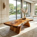Organic Live Edge Coffee Table with Sculptural Base, Modern Living-Room Statement Centerpiece - view 1 of 7