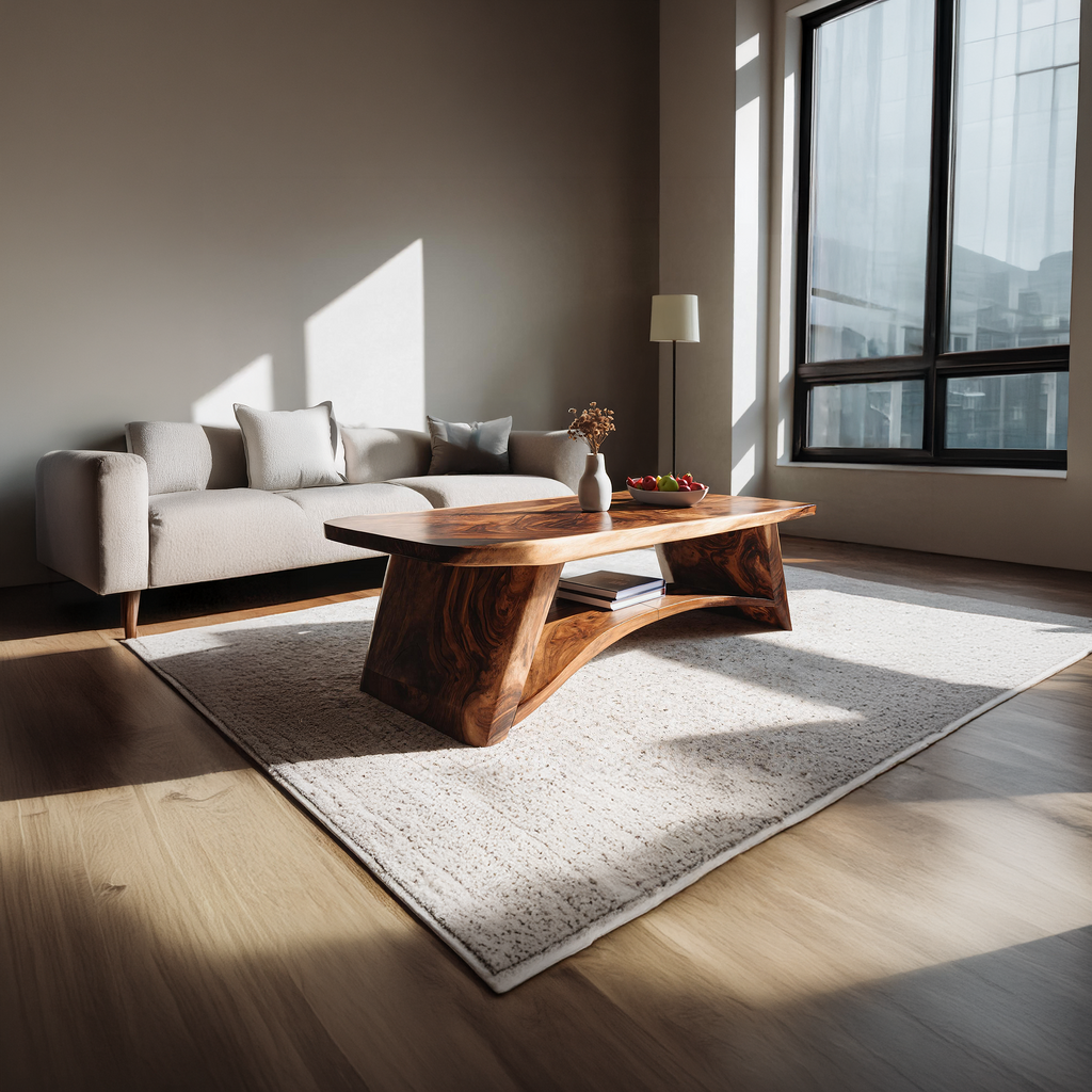 Solid Wood Coffee Table with Arched Base and Organic Edge Top - view 6 of 7