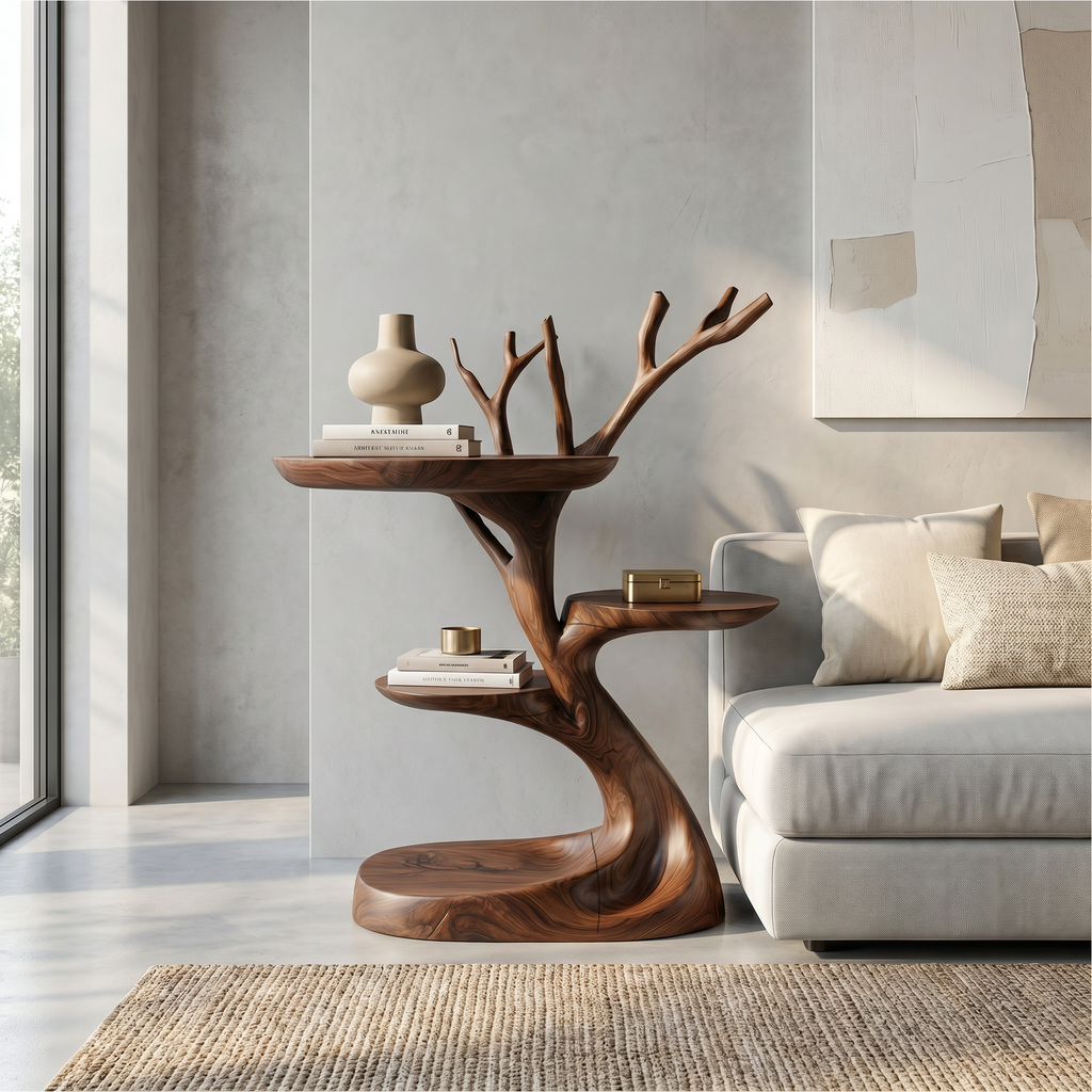 Rustic End Table With Tree Root Design For Bedroom And Living Room - view 1 of 8