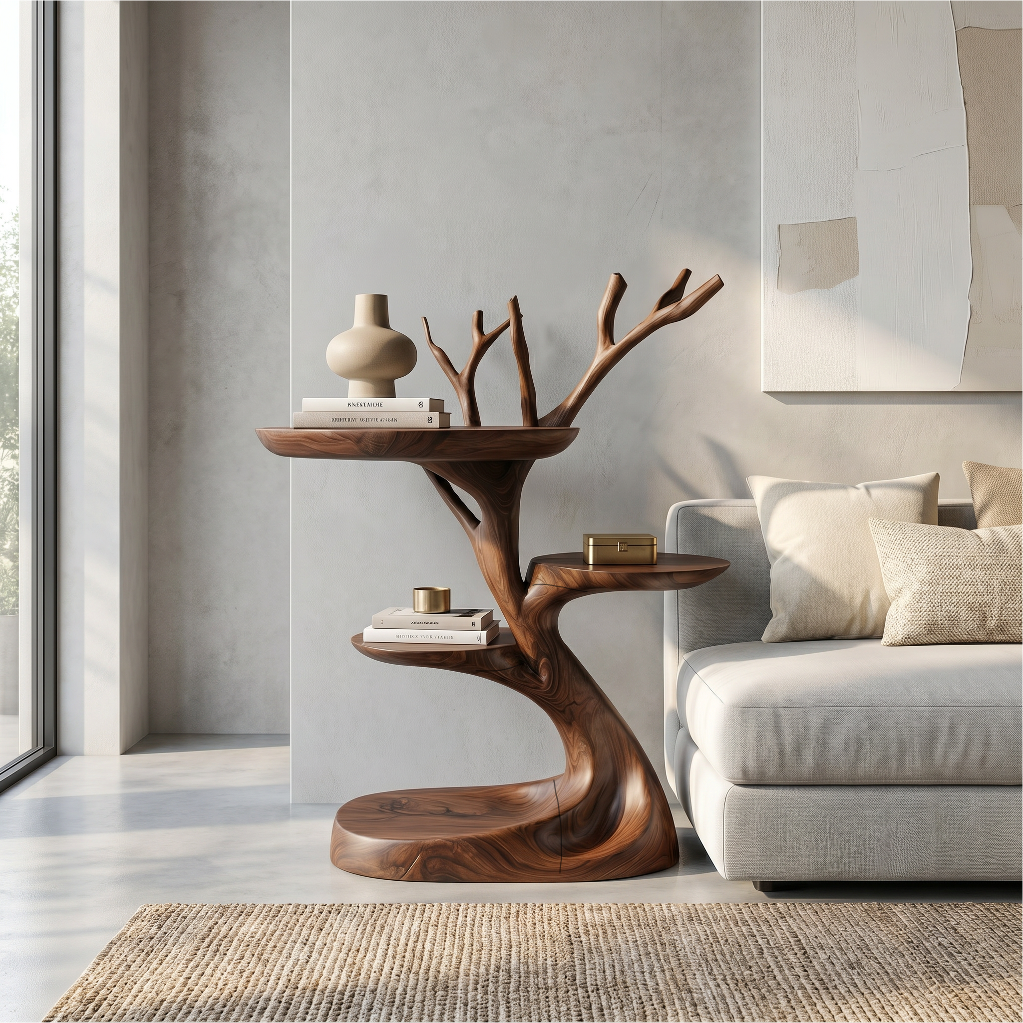 Rustic End Table With Tree Root Design For Bedroom And Living Room - view 1 of 8