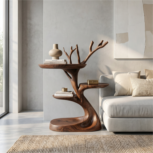 Rustic End Table With Tree Root Design For Bedroom And Living Room - view 1 of 8