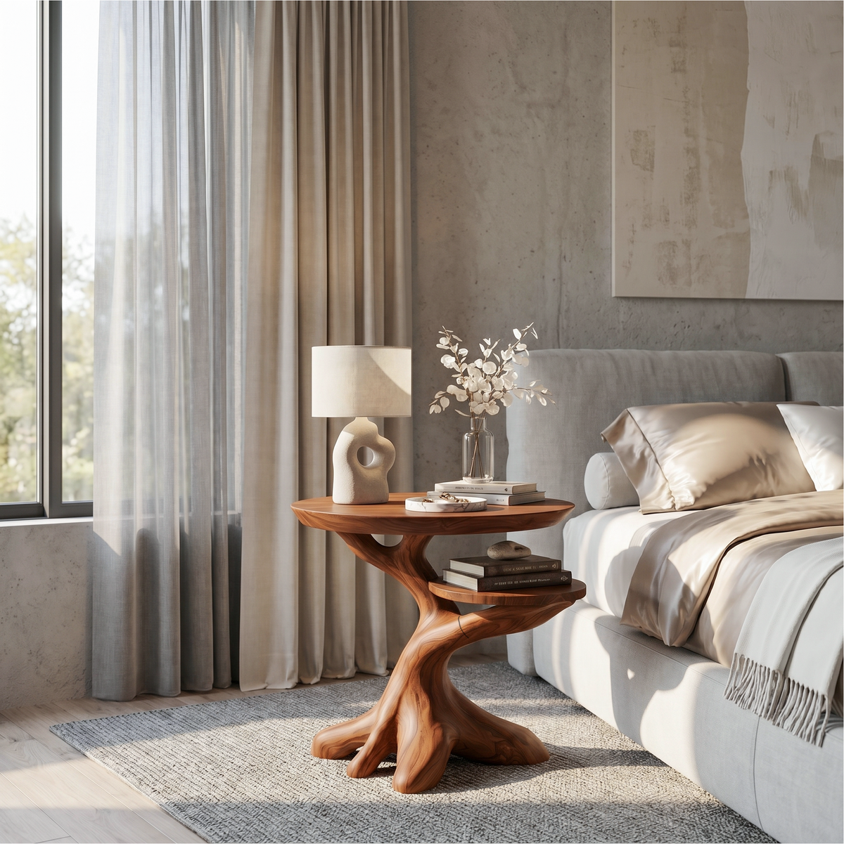 Modern Side Table With Organic Tree Root Silhouette For Living Room And Bedroom - view 1 of 8