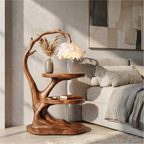 Organic Bedside Table With Sculptural Flower Lamp For Bedroom And Reading Nook - view 1 of 8