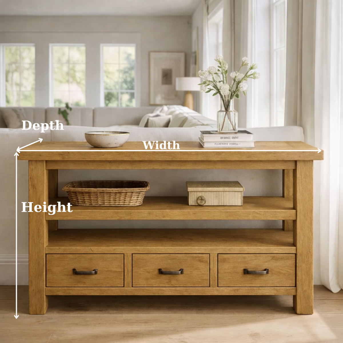 Solid Wood Console Table with Drawers and Open Shelf - view 6 of 9