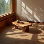 Round Live Edge Coffee Table with Solid Sculptural Legs - view 2 of 7