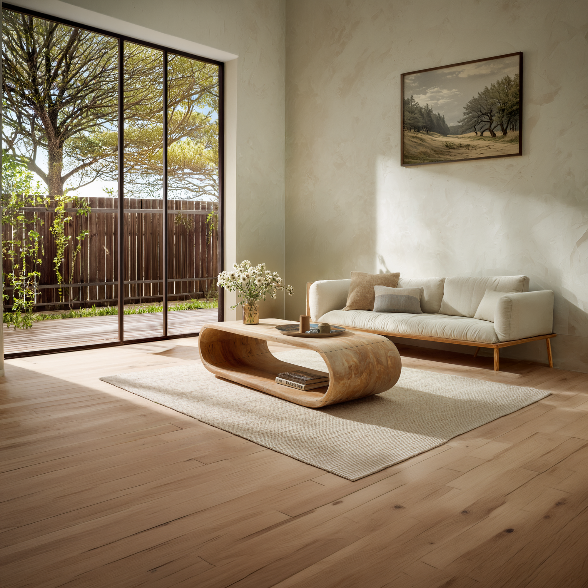 Curved Waterfall Coffee Table with Open Storage Shelf - view 2 of 7