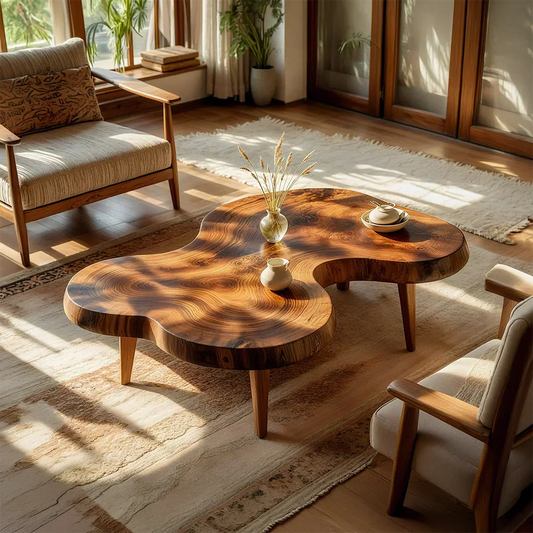 Organic Freeform Natural Wood Coffee Table with Rounded Edge Design - view 1 of 7