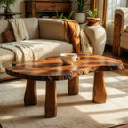 Live Edge Natural Wood Coffee Table with Solid Block Leg Base - view 1 of 7