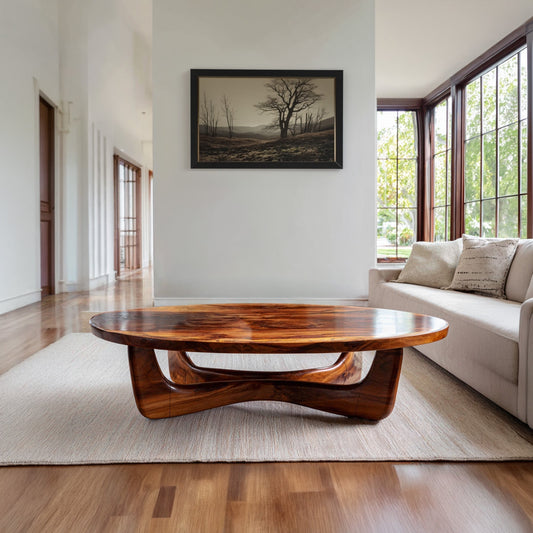 Organic Oval Coffee Table With Floating Sculptural Base - view 1 of 8