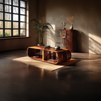 Curved Waterfall Coffee Table with Integrated Open Shelving - view 6 of 7