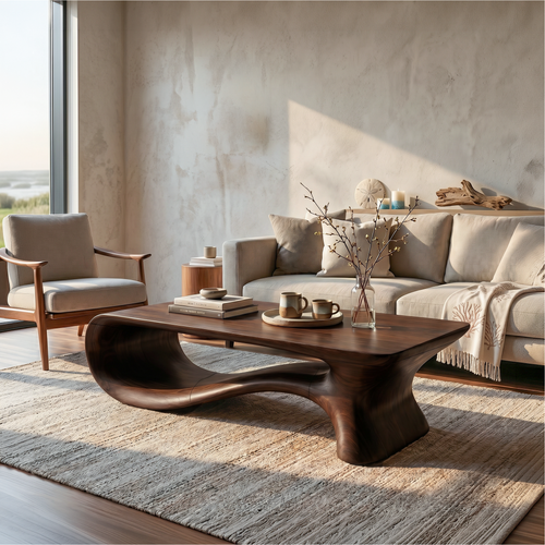 Modern Coffee Table With Flowing Organic Silhouette For Living Room - view 1 of 8