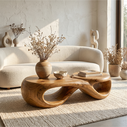 Handcrafted Coffee Table With Sculptural Curved Design For Living Room - view 1 of 8